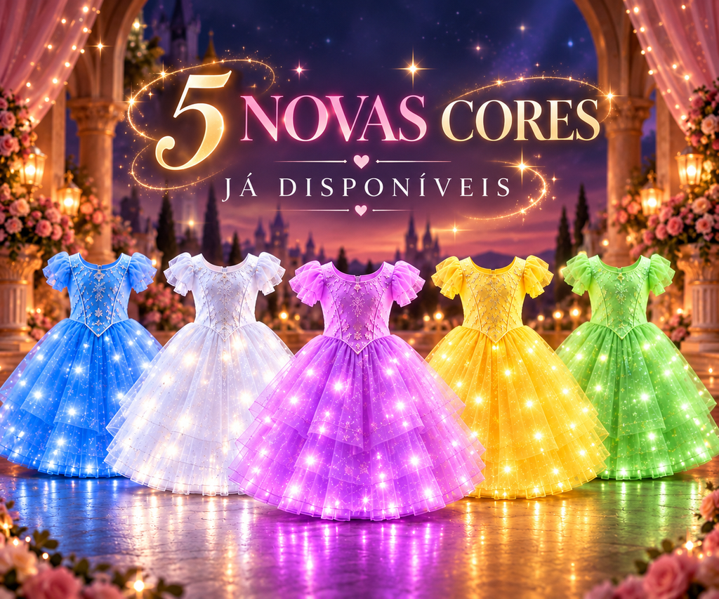 As cinco cores do Vestido Mágico Lumina